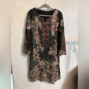 Source Unknown Floral Embroidered Long Sleeve Dress - Gorgeous! Sz Large